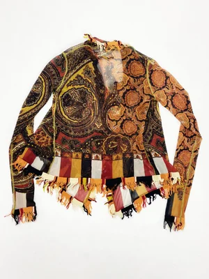 Jean Paul Gaultier paisley mesh fringe jacket — JAMES VELORIA